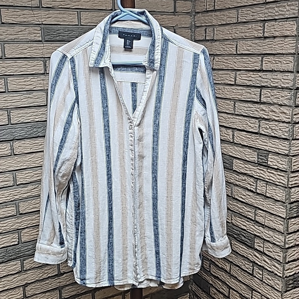 Tahari Linen Blend Shirt Sz S